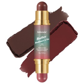 Butter Radiance & Go Dual-Ended Contour & Blush Stick - Multi Use Creamy Makeup Stick for Face, Cheeks, Lips | Buildable, Blendable Buttery Formula for All Skin Tones (Beach Bum Plum)