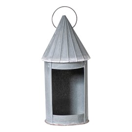 Irvin's Tinware, K19-01WZ, 14-Inch Round Lantern in Weathered Zinc, Rustic Farmhouse Candle Lantern