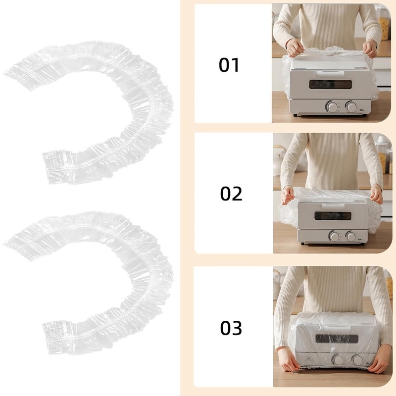 Pack of 10 Dust Covers for Kitchen Appliances, Transparent Elastic