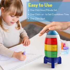 Ted Kangaroo Countdown Timer! Blast Off Visual Timer for Kids with Audio Rocket, 0-24 Hour Countdown, Memory Function, Red Yellow Green Light, Easy Setup, Battery Operated for Classroom and Home Use