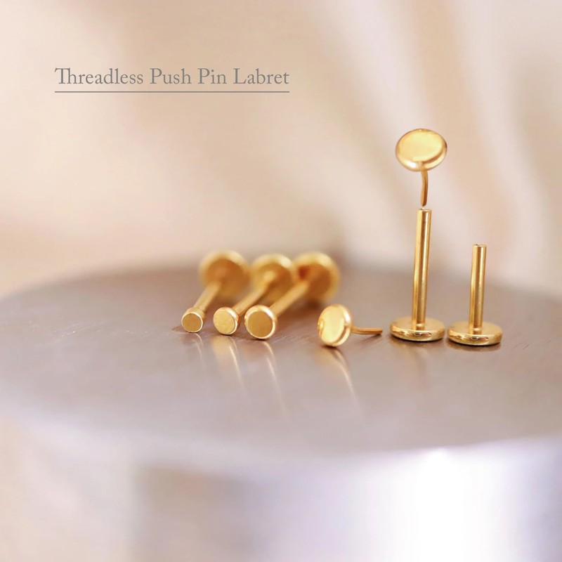 NONTAI Tiny Disc Threadless Flat Back Earrings 20G, Cartilage Tragus