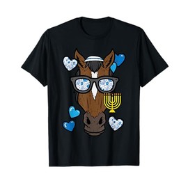 Hanukkah Horse Face Menorah Chanukah Jewish Women Men Kids T-Shirt