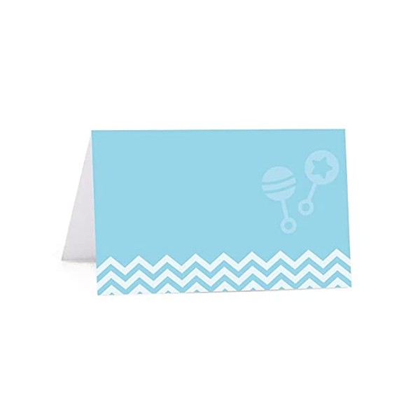 Andaz Press Baby Blue Chevron Boy Baby Shower Collection Table Tent Printable Place Cards 20-Pack