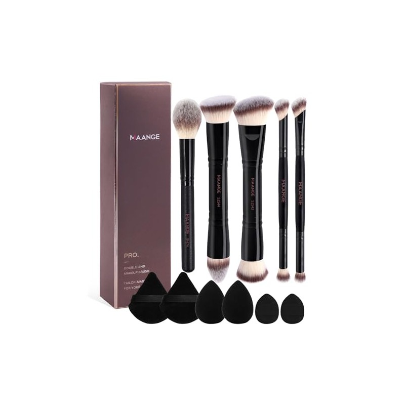 MAANGE 12Pcs Set de Brochas Maquillaje, 5 Brochas para Maquillaje