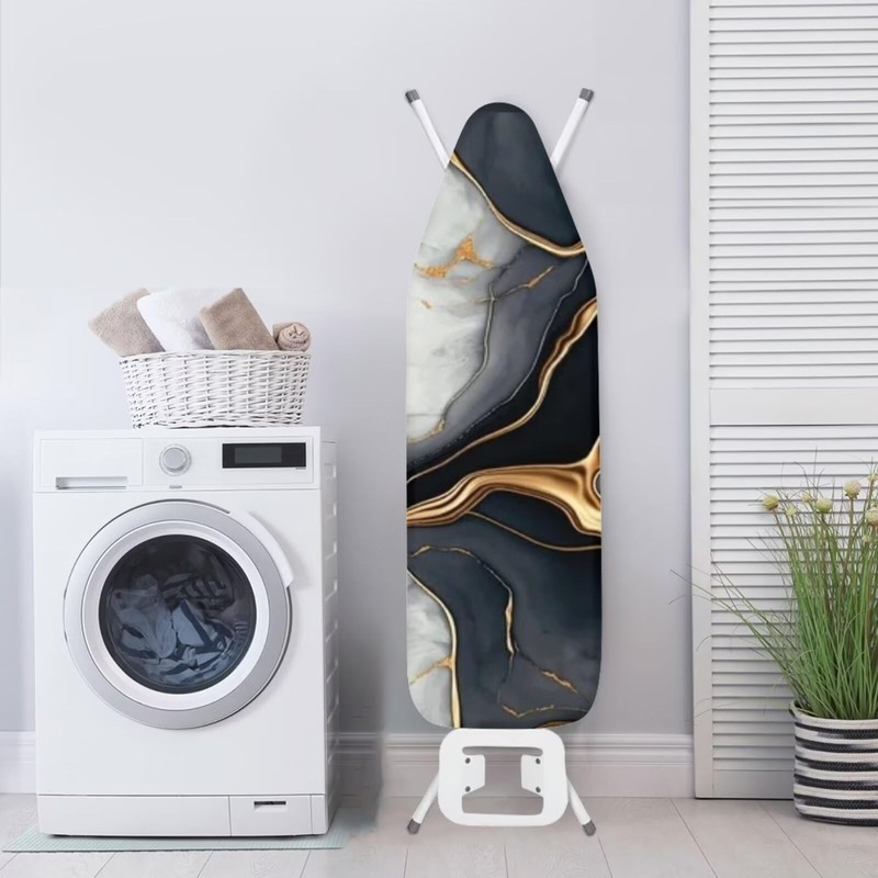 KUIFORTI Black Gold Marble Ironing Board Cover Standard Size Iron