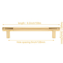 MEIDIV 8PCS Gold Kitchen Cupboard Handles, Kitchen Door Handles, Gold Cabinet Handles, Gold Handles T Bar Handles for Kitchen Cupboard Wardrobe Cabinet Door (Gold, Hole spacing 128mm)