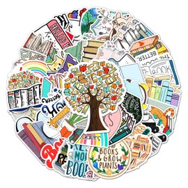 50 PCS Stickers for Love Reading Water Bottle|Vinyl Waterproof Sticker for Laptop Skateboard Phone Car Decals for Teens Adults Decor (Love Reading Stickers)