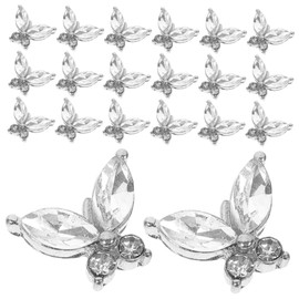 TOVINANNA 20Pcs Butterfly Nail Charms Crystal Gems for Nail Art Cute Decorations for Women for Christmas Weddings and Special Occasions Easy to Use Nail Decors