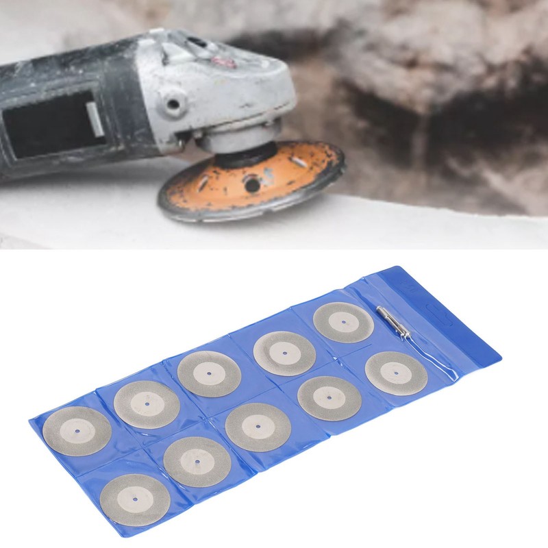 10PCS Thin Diamond Cutting Disc with Rod Round Grinding Sanding