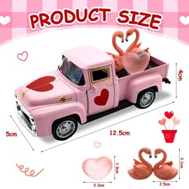 Valentine’s Day Truck Decor with Hearts, Vintage Love Romantic Tiered Tray Decor Mini Metal Truck Diecast Pickup Car Model for Shelf Table Home Gift Valentine’s Day Ornaments Festival Decoration -A