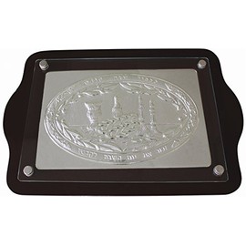 Wood and Silver Plated Rectangular Challah Board with Glass Protector