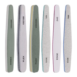 TAVVKE Nail File, 6 Pcs Nail File and Buffer Set, Professional Nail Files for Acrylic Made of Dual-Sided Emery Boards (100/150/180/220/240/280/1000/4000 Grits)