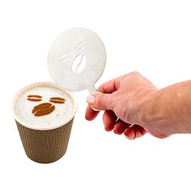 Restaurantware Coffee Art Stencil Pack of 1 Stainless Steel Cafe Bean Decorating Stencil for Latte Art, Reusable Tool With Built-In Handle, Dishwasher-Friendly Coffee Shop Accessory