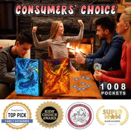 1008 Pockets Card Binder 9 Pocket, 3-Ring Trading Card Binder with 56 Page Removable Sleeves, High Storage Trading Card Holder Collection Card Album Carrying Organizer Case for MTG TCG Cards - Fire