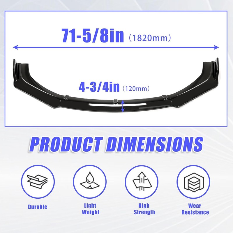 KUAFU 3Pcs Front Bumper Lip Compatible with 2018-2021 Infiniti Q50