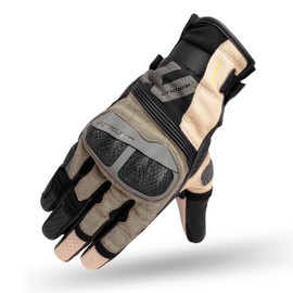 WARDLER Motorcycle Gloves for Men, Full-Grain Goat Leather, Atlas, Men's Biker Gloves, TPU Knuckle Protection, Riding Racing, Touchscreen, Wrist (Black-Green-Sand, Medium)