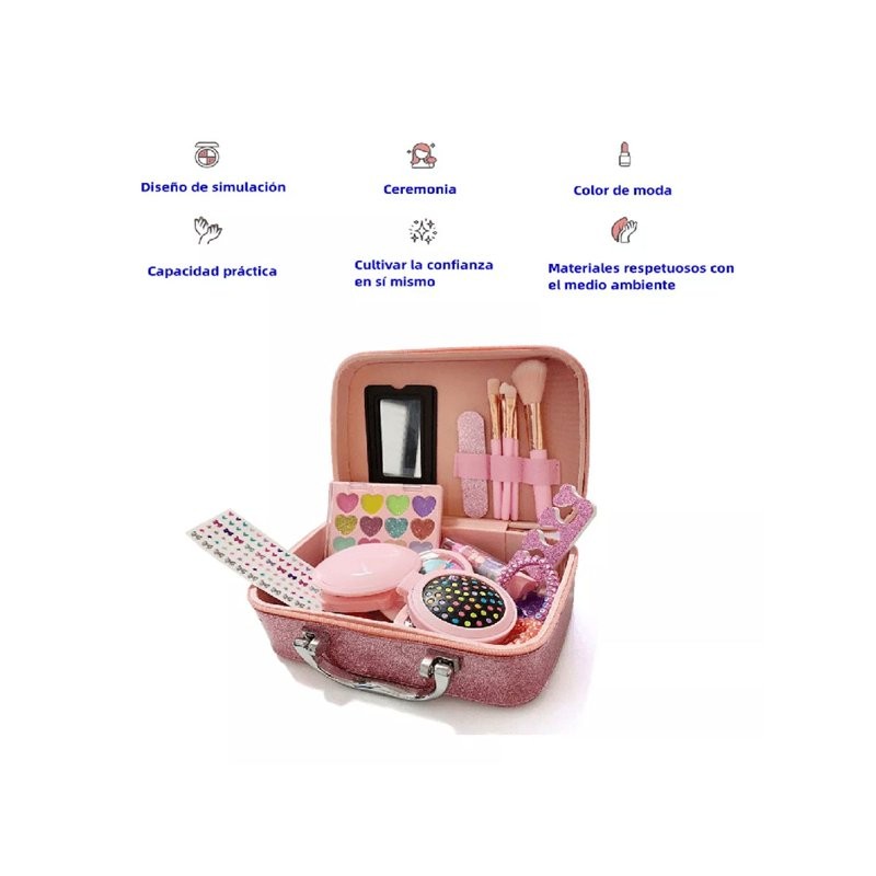 24 Piezas Juego De Maquillaje De Niñas Maquillaje Lavable rosa