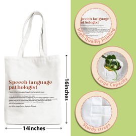 PQV Speech Therapy Gifts Speech Pathologist Gifts SLP Tote Bag Gifts for Speech Therapists Women Speech Language Pathologist Her Beach Bag Reusable Grocery Bags for Christmas Thanksgiving Shopping