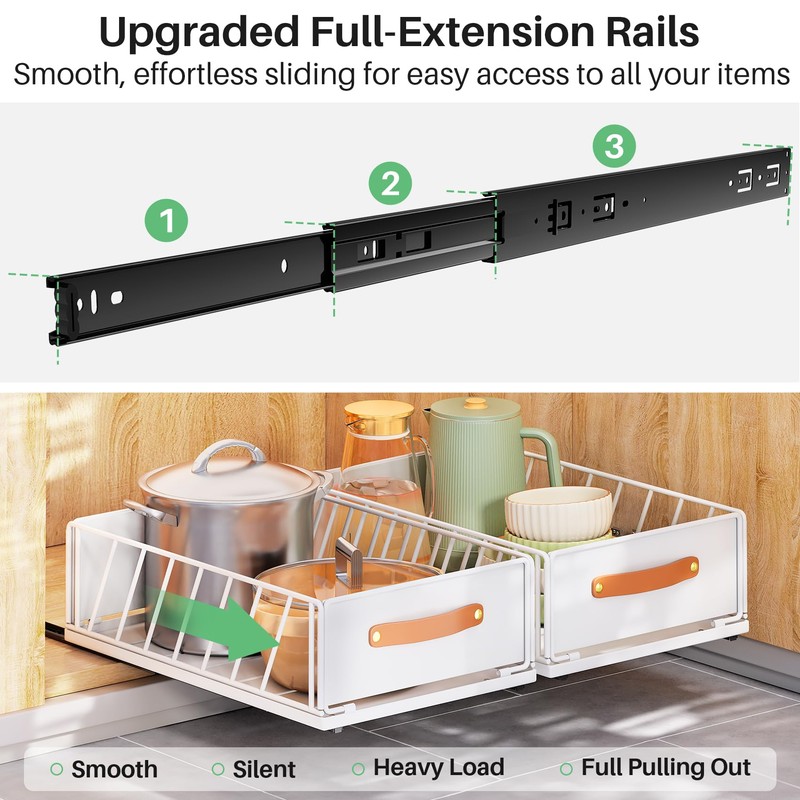 Pull out Cabinet Organizer Fixed with Adhesive Nano Film,Heavy Duty