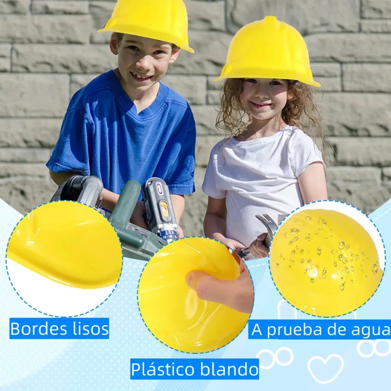 12 Casco Constructor Amarillo Plastico Bob Disfraz Fiesta