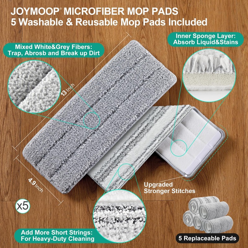 JOYMOOP Mop and Bucket with Wringer Set, White Flat Squeeze