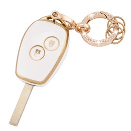 Koaudb Koaudb Key Cover for Clio Kangoo Megane Laguna Modus Dacia Twingo Kangoo 2 Buttons Smart Car Key Card Case Soft TPU Key Protector with Bling Key Ring (R-Rnl-2R-W)