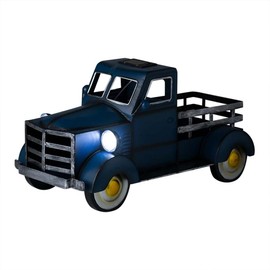 Retro Style Solar Pickup Truck Garden Ornaments With Car Lights Truck Flower Pot for Porch Patio