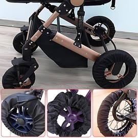 XUZOPIM Set of 4 Wheel Covers for Babies, Wheel Covers For Prams, Waterproof Wheel Cover Oxford Fabric, Pram Accessories, Wheelchair Protection Cover, Dustproof Pushchair Accessories