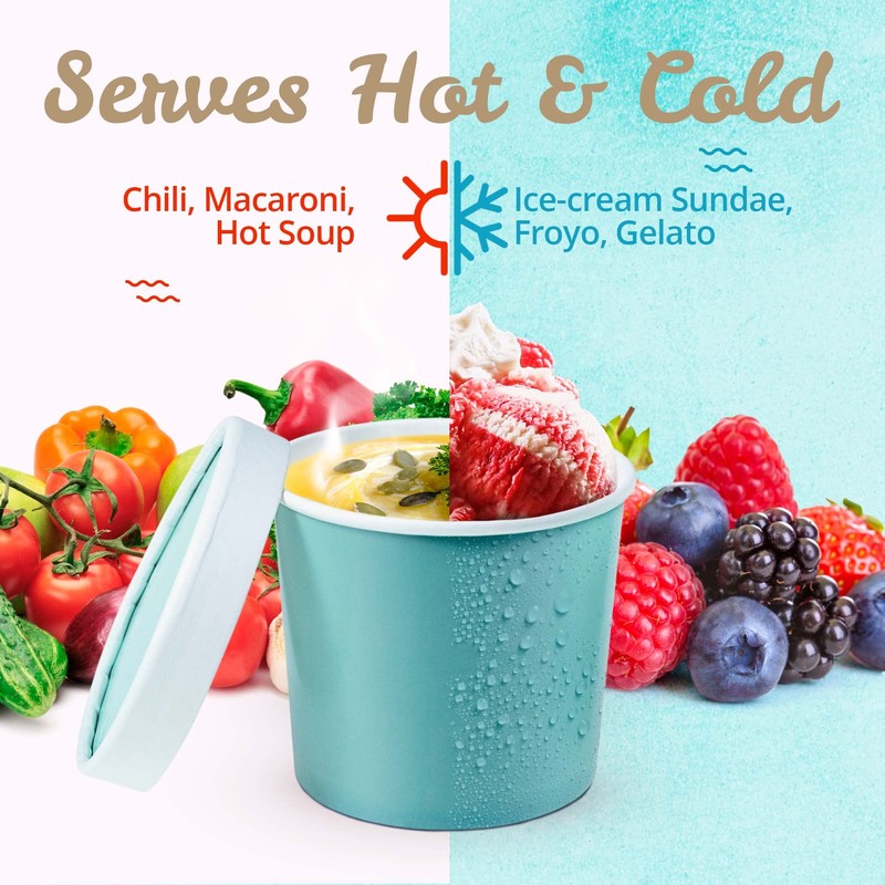 MATICAN Paper Ice Cream Cups with Lids, 40-Pack 325ml Soup