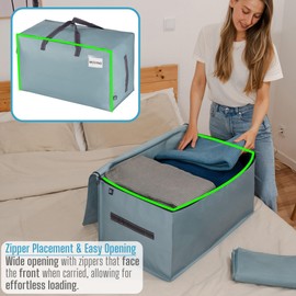 VENO 2 Pack Moving Bags, Moving Boxes, College Packing Supplies Storage Boxes with Lids Alternative, Heavy Duty Dorm Organizer Tote, Extra Large, Sturdy Handles, Zipper (Light Blue Matte, 2 Pack)