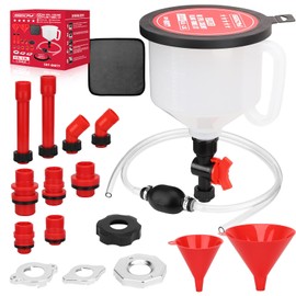22-Piece No-Spill Coolant Filling Funnel Kit and Siphon Hose Pump, Radiator Coolant Filling Spill-Proof Funnel Kit with Adapters, Extensions, PVC Hose, Engine Oil Funnels, Towel for Universal Vehicle