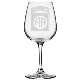 Etched Laser Art United States Army 82nd Airborne Division Etched Stemmed 12.75oz Wine Glass
