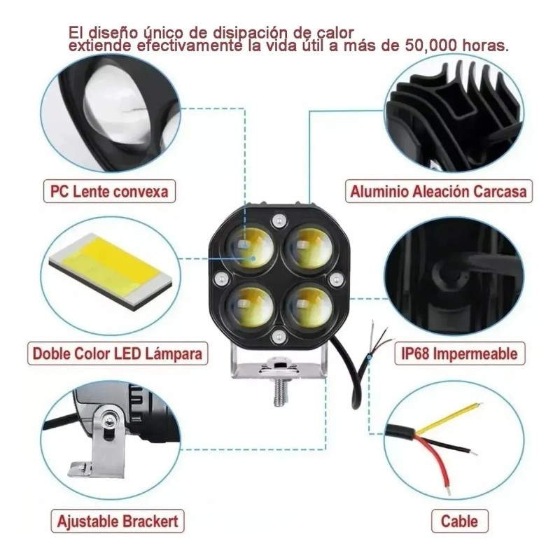 Faros De Lupa Doble Color Universal De 28000 Lúmenes