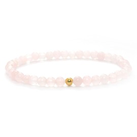 Echtes Rosenquarz Edelstein Armband mit 4mm Perlen - verschiedene Längen - Heilstein Schutzstein Talisman Glücksbringer Geschenk (Rosenquarz, 18CM)