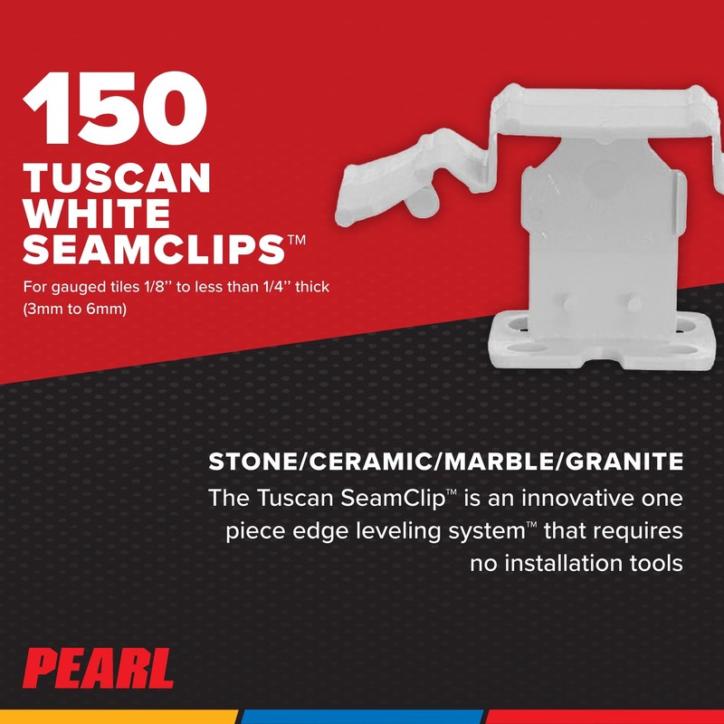 White Tuscan Seam Clip For Tiles - 1/8-1/4 Thick