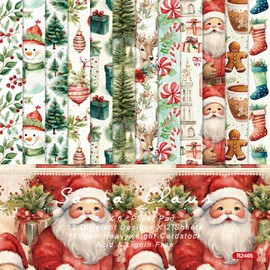 24 Sheets 6'' x 6'' Christmas Scrapbook Paper Winter Theme Cute Pattern One Sided Cardstock for DIY Card Making Decorative Paper (R2465)