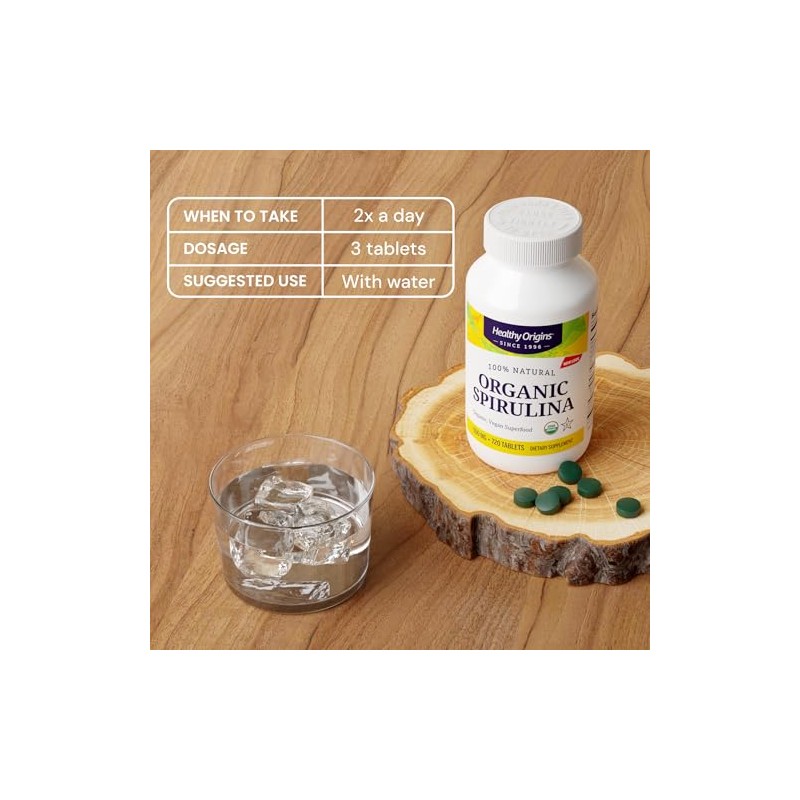 Healthy Orgins Organic and Kosher Spirulina Tablets, 500 Mg, 720
