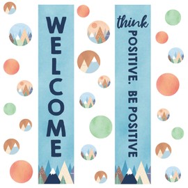 Eaasty 47 Pieces Welcome Banner for Classroom Door Welcome Poster for Students Welcome Sign for Classroom Bulletin Board Church Back to School Decoration Teacher Supply (Mountain)