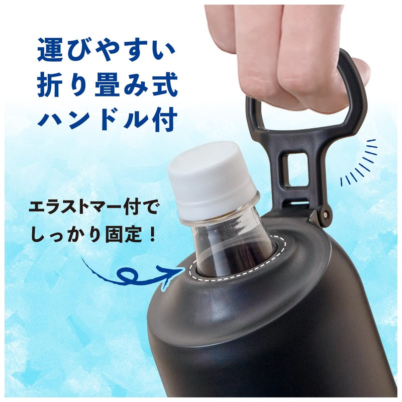 Atlas Bottle-In Bottle Plastic Bottle Holder with Foldable Handle, Black,