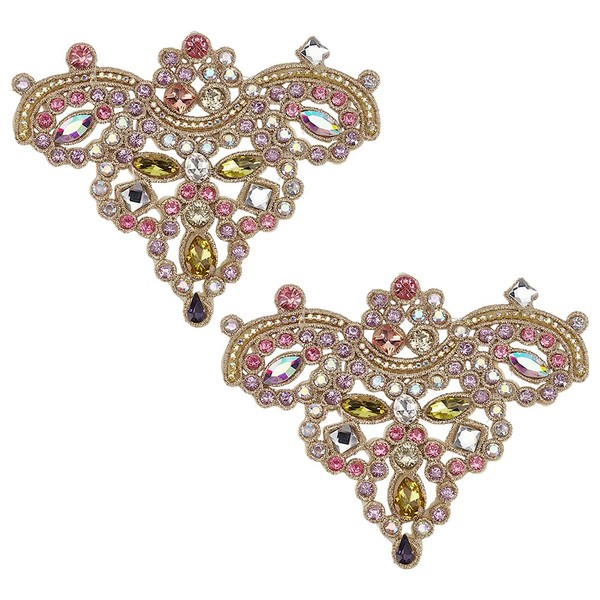 FINGERINSPIRE Pack of 2 Floral Rhinestone Appliques 125 x 98