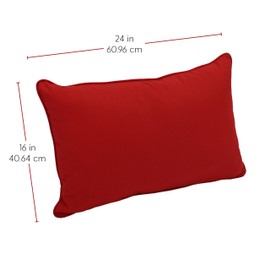 Factory Direct Partners Presidio Pillows 16" x 24" Solid Lumbar Pillow Set with Piping; UV, Fade, Weather-Resistant Olefin Fabric (2-Pack) - Red, 13813-RD