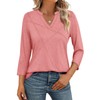 TICTICMISS Womens Tops 3/4 Sleeve T Shirts V Neck Summer