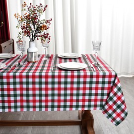 Essifunia Waterproof Checkered Tablecloth Fabric - Rectangle 58x84 Inch Christmas Plaid Table Cloth for Indoor/Outdoor Use - Xmas Table Cover for Kitchen, BBQs, and Parties