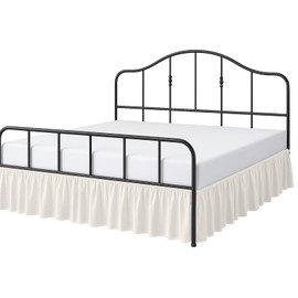 Cottington Lane - Falda de cama con volantes de tamaño matrimonial con esquina dividida, microfibra cepillada con volantes de polvo marfil de calidad de hotel, falda de cama de 12 pulgadas, suave y
