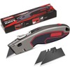 HAUTMEC Heavy-Duty Utility Knife, Safety Box Cutter with Auto-Retracting &