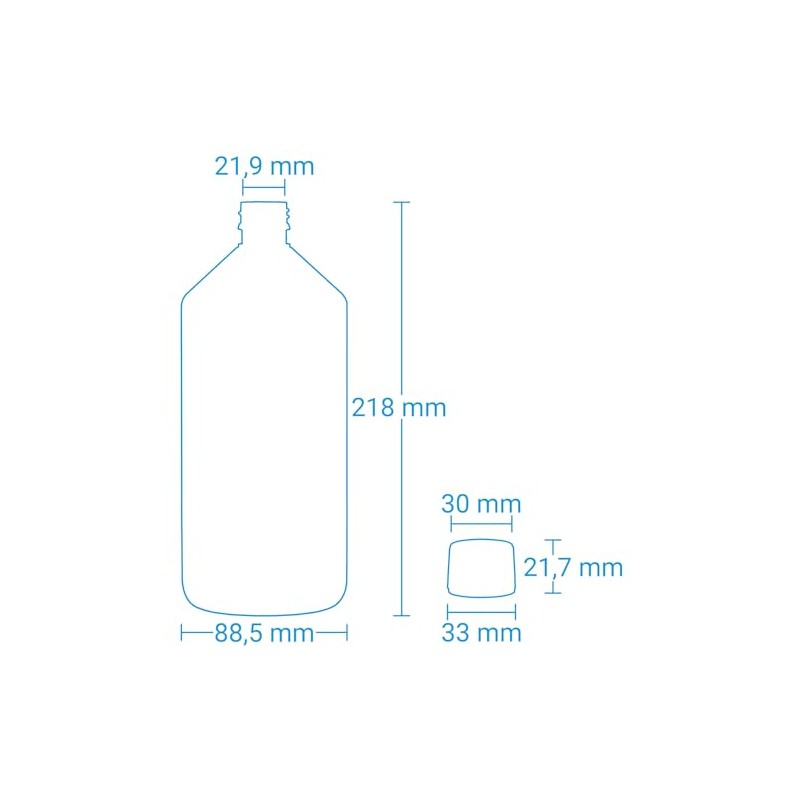 DistrEbution Empty Bottle Laboratory Bottle 1000 ml Brown with Lid