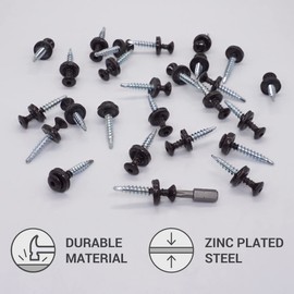 Pack of 60 Metal Roofing Screws Torx 4.8 x 35 mm Painted Self-Drilling Screws with EPDM Washers, Tapping Screw (60, Taupe Brown RAL 8019)