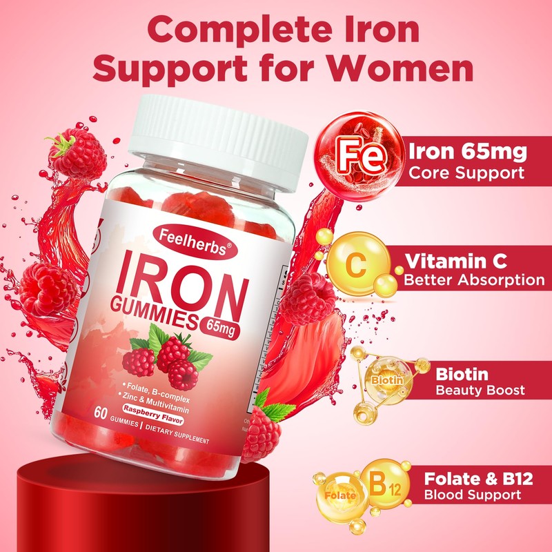 Iron Gummies for Women with Multivitamin, Iron Supplement for Women