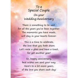 to a Special Couple Wedding Anniversary Poem Verse Greeting Card