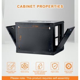 CHEALON 6U 0.8mm Wall Mount Server Rack, 17.7" Deep, Locking Glass Door for 19" IT Equipment, Black